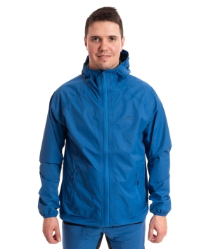 man wearing blue 25 layer jacket
