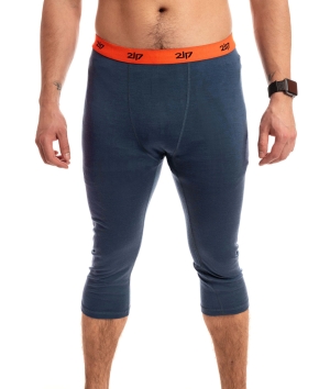 man wearing navy 34 short pant merino underwear 2