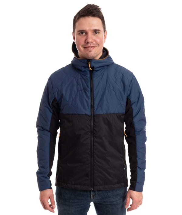 man wearing navy black hybrid jacket 1