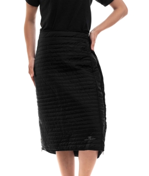 woman wearing black long light padded skirt