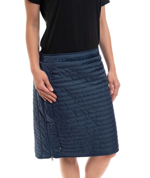 woman wearing navy light padded skirt 1