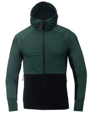 2117 7813970 men vibo hybrid softshell square fleece hoodie jacket forest green front