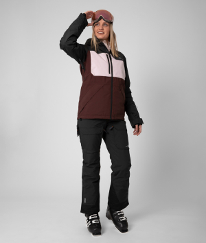 2117 7613925 7623925 women backa light padded ski jacket bib pants soft pink color block black dark plum purple a 1