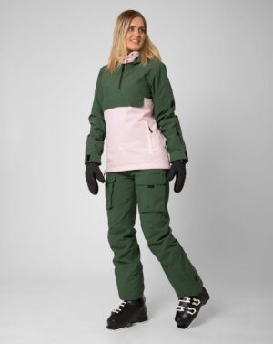 2117 7613926 7623926 dam myre lätt vadderad skidjacka anorak byxor mjuk rosa färgblock skogsgrön a 1