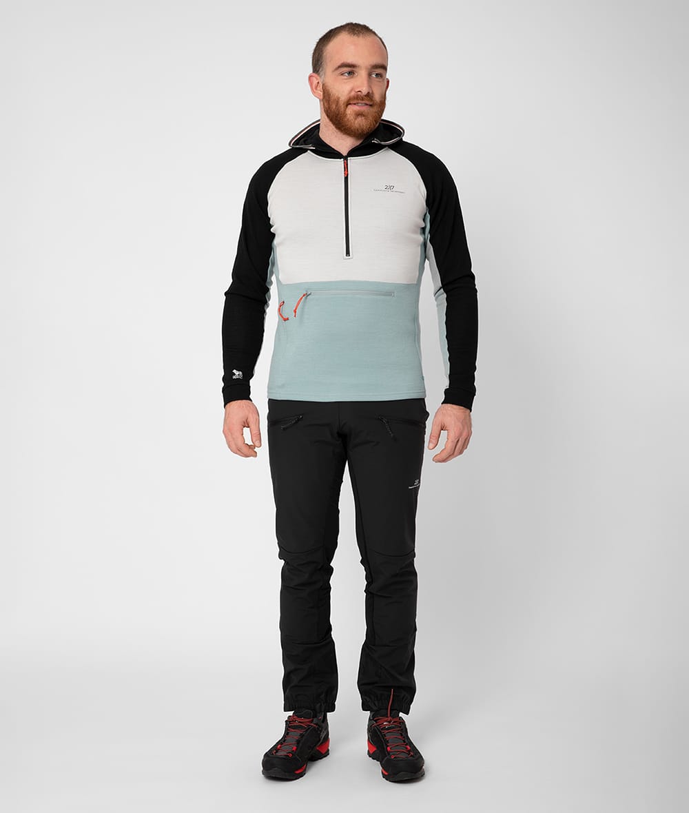 2117 7813934 herr gasska merinoull hoodie half zip tröja svart oceanblå color block ljusgrå a